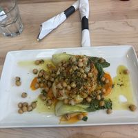 Got the cauliflower steak! It was a great layover meal because I was STARVING! It was pretty good  I wish it was a bit more tender but my non vegan boyfriend also really liked it   at YUL - L'auberge Saint-Gabriel in Dorval
