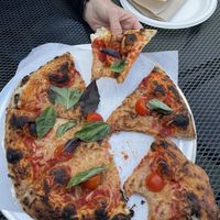 Large margarita pizza  at Lucky Penny in Santa Barbara