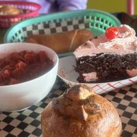 beef n chz, choco cake, chzy blaster, soup (all vegan)  #Veganuary at Dear Potato in Helena