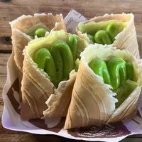 Pandan custard pancakes   at Lanna Square Night Market in Chiang Mai