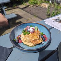 Vegan pancakes with berries at The Closed Shop in Sheffield