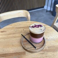 Pink velvet latte (iced shaken espresso over rose milk)   at Simba Bru Coffee Roasters in Watford