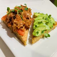Pulled BBQ Jackfruit on Vegan gluten free focaccia Bread  at Nutribella Juicery in Englewood