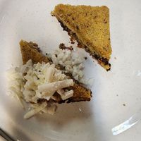 Pumpkin kibbi one with feta one without at Cedars Mediterranean Cuisine in Mcmurray