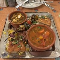 Custom vegetarian combo dinner, including the only vegetarian shuwa I saw in the entire country!  at Ramssa in Muscat