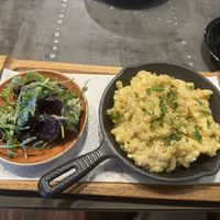 Vegan truffle Mac and cheese with salad  at Tr Eat Cafe in Muscat