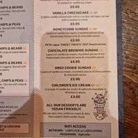 Menu at The Lady Luck in Canterbury