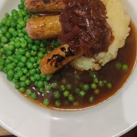 Vegan bangers and mash at The Lady Luck in Canterbury