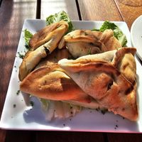 Spinach fatayer appetizer at The Olives Branch in San Juan Capistrano