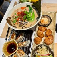 Citrus-y salad, tan tan men, gyoza, and lionmane karaage at Towzen - Kuala Lumpur in Kuala Lumpur