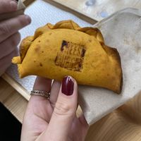 Cheeseburger empanada   at Las Muns in Porto