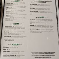 menu at Wild Leek in Halifax