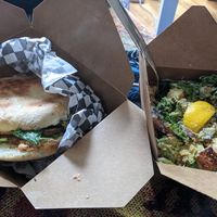 Breakfast sandwich and kale ceasar at Wild Leek in Halifax