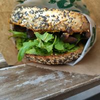 Vegan Mushroom Bagel at Crooked Letters in Prahran