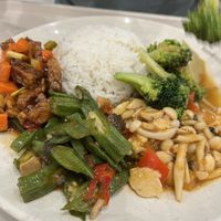 Self assembled plate of rice and toppings  at Organic Vegetarian @ Pavilion KL in Kuala Lumpur