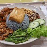 Vegan blue pea Nasi Lemak with tofu at Organic Vegetarian @ Pavilion KL in Kuala Lumpur