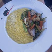 Vegetales salteados with creamed noodles  at Central Inka in Valparaiso