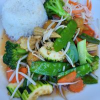 Veggie stir-fried with fried tofu at Em-On's Thai Cafe in Naples