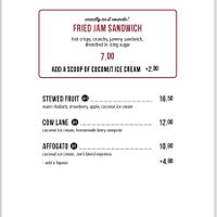 Dessert menu   at Joe's Garage in Rolleston