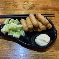 Spring rolls  at Vegetarian House Cafe in Thakhek