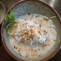 Sticky rice with banana and coconut at Koko Organic in Prague