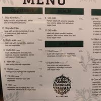 Menu at Koko Organic in Prague