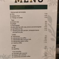 Menu at Koko Organic in Prague