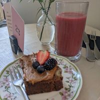 Banana bread and berry smoothie at Relove  in Helsinki