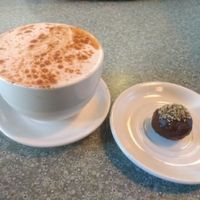 Chai Latte and vegan ball at Humani-T Cafe - Downtown in Halifax