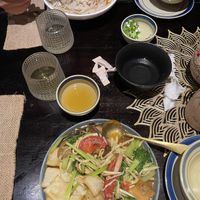 We got the puffed rice pho and the char siu phi and both were so rich and delicious  at Mây Vegan Garden in Hanoi