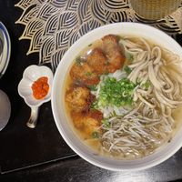 Pho with Char Siu and apricot kombucha   at Mây Vegan Garden in Hanoi