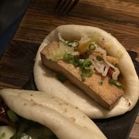 Korean kimchee/tofu bao bun at Linger in Denver