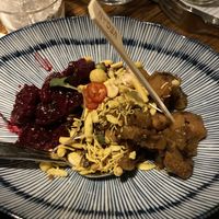 Beet salad w vegan stick at Linger in Denver