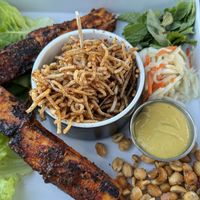 Lettuce wraps with skewered tofu   at Linger in Denver