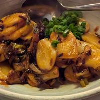 Spicy rice cake with mushroom sub at Joule in Seattle