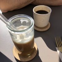 Iced americano decaf with pea drink and americano   at LUUC Café in Mannheim