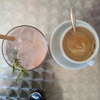 Grapefruit & rosemary lemonade, Americano with oatmilk. at Karl-Otto in Mannheim