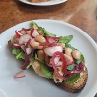artichoke-white bean open face sandwich (12€)  at Karl-Otto in Mannheim