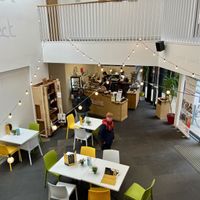 Seating inside GCP building   at Grassmarket Community Project & Coffee Saints Cafe in Edinburgh