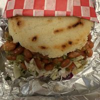 Super Arepa Supreme Vegan with pinto beans  at El Callejon Latin Food in Golden