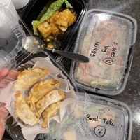 Dumplings, orange tofu, fried rice and broccoli   at Rain Thai & Sushi Cuisine in Mesquite