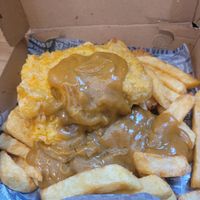 Small Vegan Fish and Chips with Curry Sauce at Tafarn Y Garth in Bangor