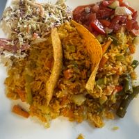 Vegetable rices - specify vegan bc it comes with coleslaw!!   at Soda Viquez in La Fortuna
