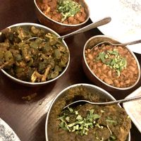 Channa, brindi, sag aloo, black eyed beans   at Sachins in Newcastle Upon Tyne