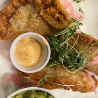 Vegan Empanada - Vegan Chorizo, Just Egg, Pico de Gallo, crispy potato, Vegan Cheddar, Vegan Chipotle Aioli, Smashed Avo and Pickled red onion at Breakfast AF in Louisville