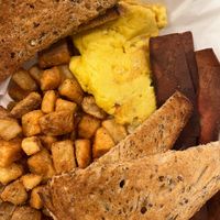 Just Egg, Morning Star Bacon, whole grain bread at Breakfast AF in Louisville