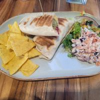 Falafel, Hummus and Vegan Cheese Wrap at Cantîn in Conwy