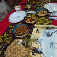 Palau, githeri, grilled veggies, fried potatoes at Chocos Restaurant in Diani