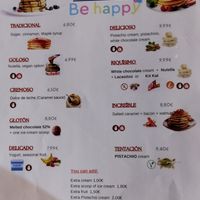 Menu as of February 2025 at Be Happy in Gran Canaria