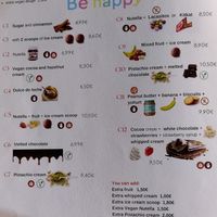Menu as of February 2025 at Be Happy in Gran Canaria
